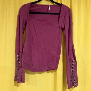 Free PeopleWomen's Long Sleeve Top with Grommet Detail